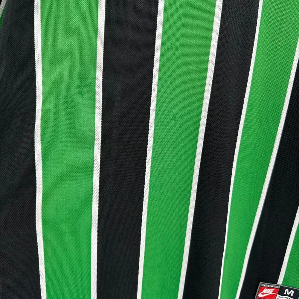 Vintage 90s Nike Team Soccer Striped Jersey Green Black White Mesh Mens Medium